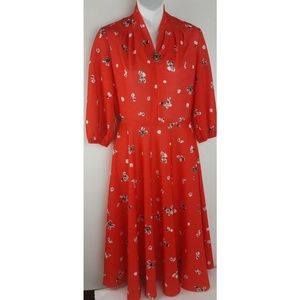 Vintage Signor California Red Floral Mod Print S